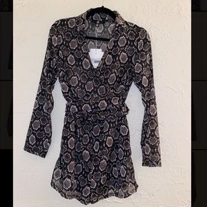 NWT Grey/Brown Snake Print Wrap Front Shirt Romper